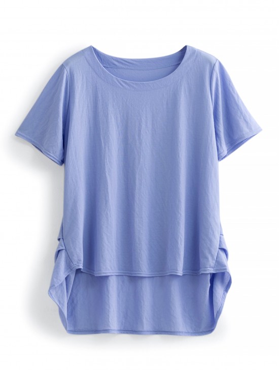 Perfect Soft High- low Short-Sleeve Blouse